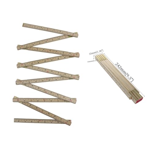 Quluxe Folding Wood Ruler, Foldable Ruler, Inch & Metric, Fold Up Design - size: 2m (Metric+Imperial,Wood）