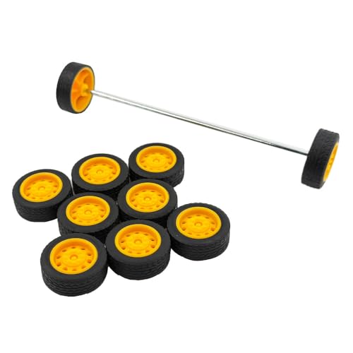 30PCS Small Toy Wheel Model Car Rubber Tire Wheel with Round Rod Shaft Axles for RC Car Truck Helicopter Airplane Robot DIY Model Toy Building Parts (2x21mm) - style: 2x21mm