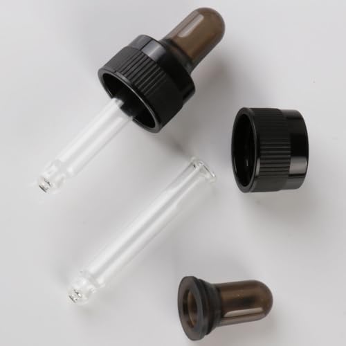 4-Pack 1/6 oz (5ml) Glass Dropper Tops for Essential Oil Bottles (18-415 Neck) - Round Tip, Made in Taiwan with SILASTIC™ RBL-9200-50 Silicone for Chemical Stability & Essential Oil Resistance - style: 1/6 oz (5ml) Round Tip