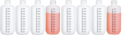 16oz/500ml Narrow Mouth Plastic Bottles with Caps, HDPE Laboratory Grade Graduated Liquid Containers for Reagent Sample Medicine Water Storage (Translucent, 4 Pcs) (Pack of 2) - size: 16 Ounces (Pack of 2)