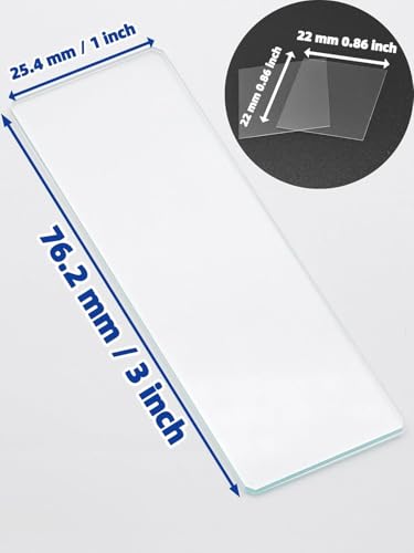 Microscope Slides and Covers – 50 Pcs Blank Microscope Slides and 100 Pcs 22x22mm Square Glass Coverslips – Ground Edge Glass Slides for Microscope, Biology Gifts for Adults Kids