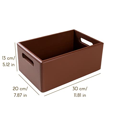 Creative Deco Large Brown Wooden Crate Nesting Crate Handles - color: Brown, size: L