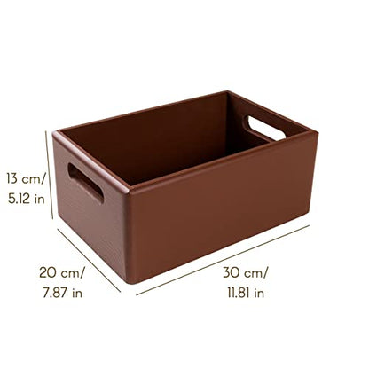 Creative Deco Large Brown Wooden Crate Nesting Crate Handles - color: Brown, size: L