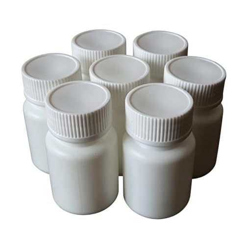 50PCS White Empty Solid Plastic Bottle Case Holder Container Vials Box with Screw Cap for Powder Sample Storage (60ml)