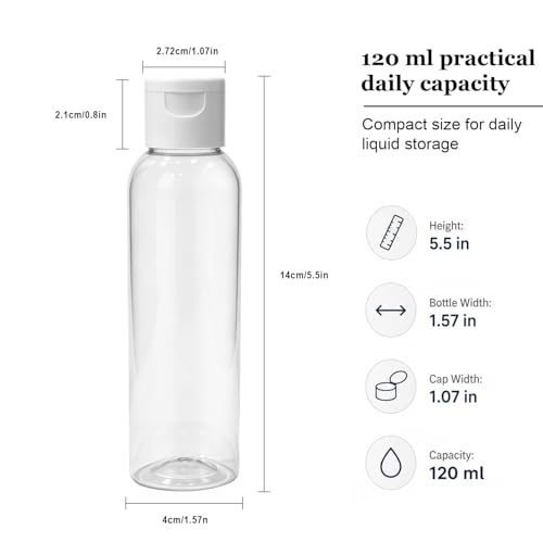 TRENDBOX 6 Pack Plastic Empty Bottles with Flip Cap for Shampoo, Lotions, Liquid Body Soap, Cream (4 oz / 120 ml) - size: 6 Pack (4 oz)