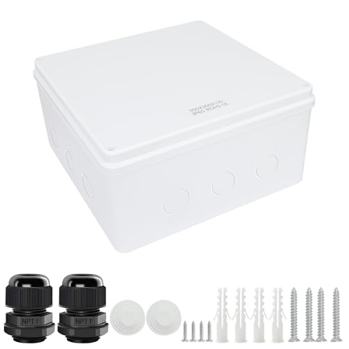 LeMotech Junction Box, Electrical Box IP65 Water Resistant Dustproof ABS Plastic Project Enclosure for Electronics White, External Size 11.8 x 11.8 x 5.9 inch - size: 11.8"x11.8"x5.9"