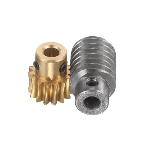 uxcell Worm Gear Set 15T 1 Module 15:1 Reduction Rate, 6mm/6mm Bore - size: 6mm/6mm Bore (1Mod 15T)