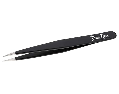Pointed Tweezers | High Carbon Stainless Steel Ingrown Hair Tweezer | Needle Nose Tweezers Precision Perfectly Aligned & Hand Filed Sharp Tweezers - color: Black