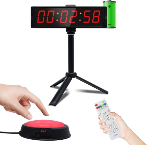 Large Stopwatch with Start/Stop Button, LED Digital Timer with Remote, Countdown Clock with Buzzer, Gym Clock for Home Gym, Interval Timer for Workout, Rechargeable (with Stand) - style: Rechargeable(with stand)