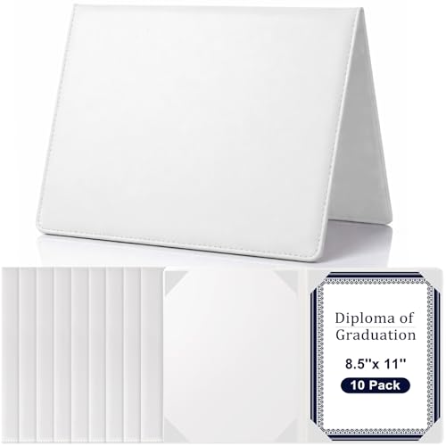 Tenare 10 Pcs White PU Leather Certificate Cover Diploma Folder Holder - color: White