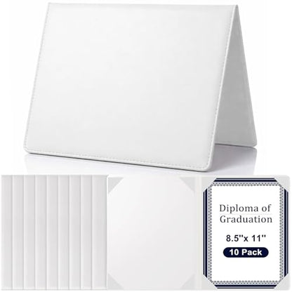 Tenare 10 Pcs White PU Leather Certificate Cover Diploma Folder Holder - color: White
