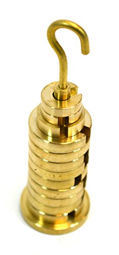 Eisco Labs Brass Slotted Set of Masses and Hanger (50g Hanger, Two 5g Discs, one 10g disc, and Nine 20g Discs - Overall Mass 250g)