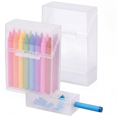 Clabby 2 Pcs 2 in 1 Plastic Crayon Box with Sharpener Holds 24, Clear - color: Clear