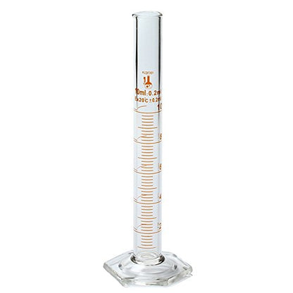 10ml Graduated Cylinder, Borosilicate 3.3 Glass, Single Metric Scale, Karter Scientific 213I10 (Single) - size: 10ml, style: Pack of 1
