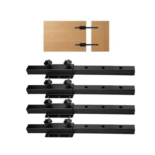 Heavy Duty Table Extension Brackets (Set of 4), 15" Steel Support Rails for DIY Dining Table Leaf, Matte Black Steel Hardware for Extending Solid Wood Dining Tables - size: 15 Inch (4-Pack)