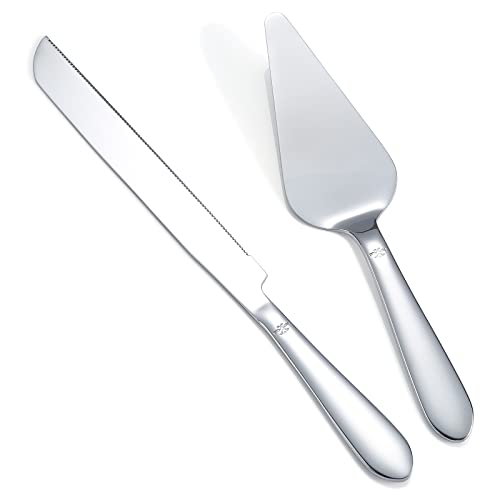 Eisinly Wedding Cake Cutting Set, Cake Knife and Server Set, 2Pcs Silver - color: Silver, size: 13.0 Inch-Standard