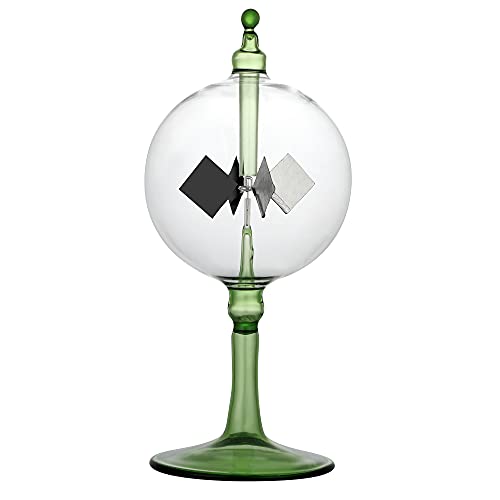 Solar Crookes Radiometer Glass Windmill Handmade for Party Home Decoration Gift L (Green) - color: Green