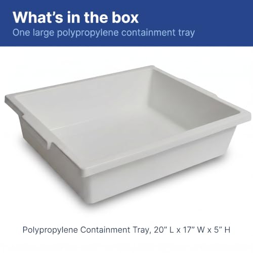 United Scientific™ Polypropylene Containment Tray, Large Plastic Tray, 20" - size: 20" x 17" x 5"
