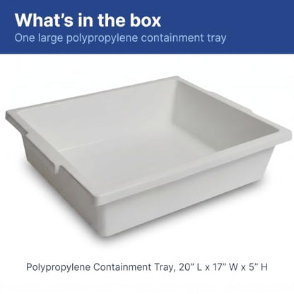 United Scientific™ Polypropylene Containment Tray, Large Plastic Tray, 20" - size: 20" x 17" x 5"