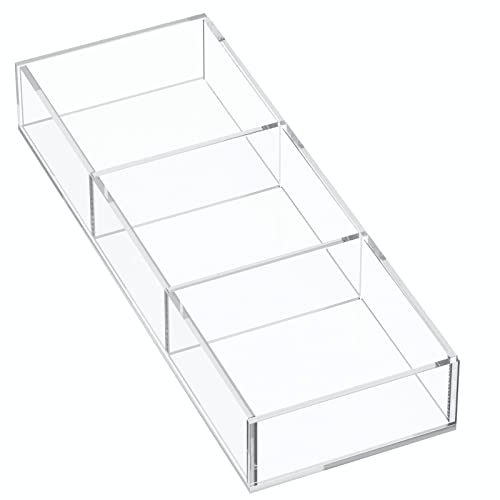 HIIMIEI 3 Section Acrylic Drawer Organizer Tray - size: 4'' x 12''