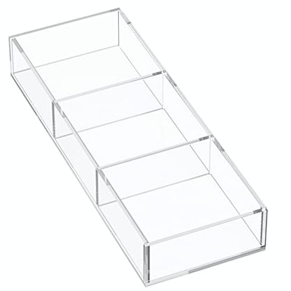 HIIMIEI 3 Section Acrylic Drawer Organizer Tray - size: 4'' x 12''