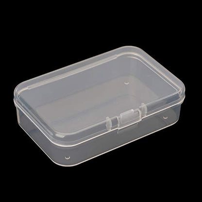 AKOAK Clear Polypropylene Rectangle Mini Storage Containers Box with Hinged Lid for Accessories,Crafts,Learning Supplies,Screws,Drills,Battery,Pack of 4 (3.26" x 2.12" x 0.7") - size: 3.26" x 2.12" x 0.7"