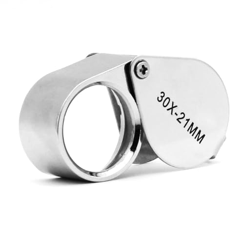 QiCheng&LYS Jeweler Pocket Loupe Magnifier, 30X Glass Lens Magnifying Glass for Jewelry, Coins, Stamps,Antiques and More (Silver)…