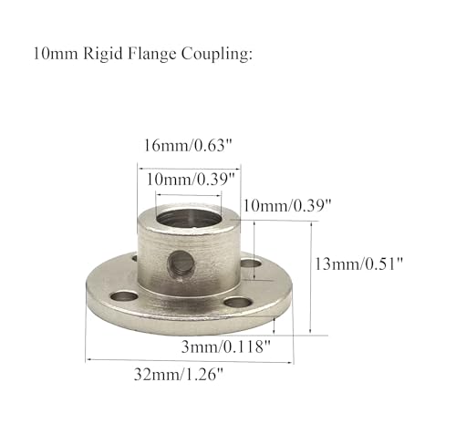 5 Pcs 10mm Rigid Flange Couplings,High Hardness Metal Guide Shaft Support Coupler with M4 Screws and Allen Wrench for DIY Model Motors Accessories Coupler - size: 10mm, style: 10mm