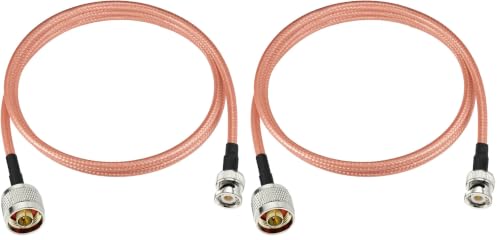 Superbat N to BNC Cable 3ft BNC Male to N Male Coax Cable 50 Ohm Low Loss RG400 Extension Cable for Spectrum Analyzer Antenna, Ham Radio, Oscilloscope, RF Applications etc. (Pack of 2) - size: 1 meter (Pack of 2)