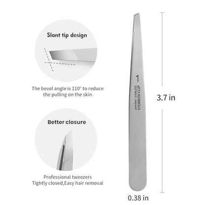 Eyebrow Hair Removal Tweezers, Slant Tweezer Handmade Professional Eyebrow Facial & Hair Remover Better closure Stainless Steel - color: 1 Pack (Slant)