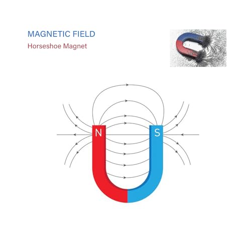 Physics Science Alnico5 Magnet Kit for Experiment, Educational Horseshoe & Bar Magnets Set with North and South Identified Used by Teachers, Showing the Magnetic Field Distribution(3 Pack)