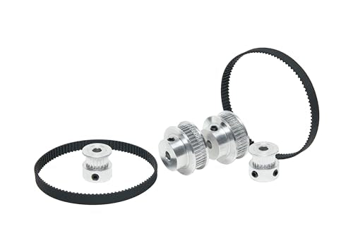 2PCS Set 2GT Aluminum Timing Pulley 20&40 Teeth 6.35mm Bore Synchronous Wheel with 2PCS Length 200mm Width 6mm Belt (20-40T-6.35B-6) - size: 6.35MM Bore, style: 20-40T-6.35B-6MM