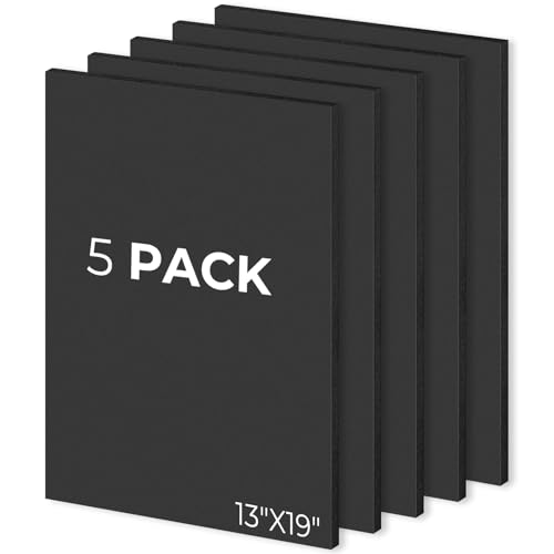 Mat Board Center 13x19 Black Foam Boards Pack of 5, 3/16" Thick - color: Black, size: 13x19