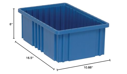 Quantum Storage DG92060 Dividable Grid Heavy Duty Part Organizer Bins - 16-1/2" x 10-7/8" x 6" - 8 Pack - color: Blue
