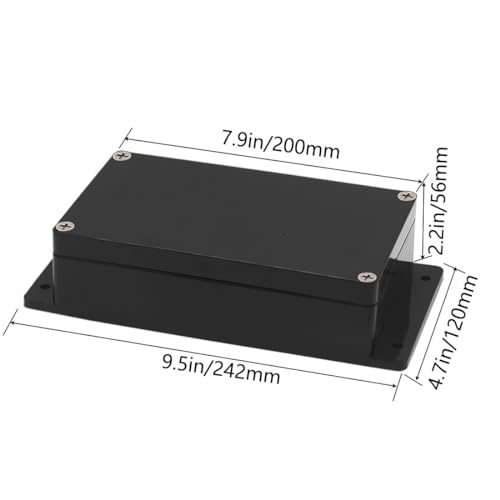 Zulkit Junction Box ABS Plastic Dustproof Waterproof IP65 Universal Electrical Boxes Project Enclosure with Fixed Ear Black 7.87 x 4.72 x 2.2 Inch (200 x 120 x 56 mm)(Pack of 2) - size: 7.87" x 4.72" x 2.2"(Pack of 2)