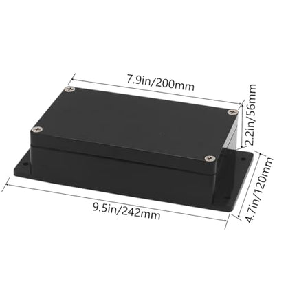 Zulkit Junction Box ABS Plastic Dustproof Waterproof IP65 Universal Electrical Boxes Project Enclosure with Fixed Ear Black 7.87 x 4.72 x 2.2 Inch (200 x 120 x 56 mm)(Pack of 2) - size: 7.87" x 4.72" x 2.2"(Pack of 2)