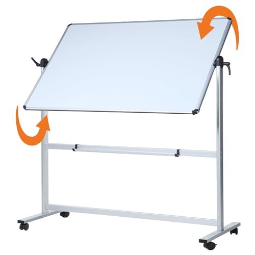 VIZ-PRO Double-Sided Magnetic Mobile Whiteboard, 48" x 32" - size: 48"W x 32"H