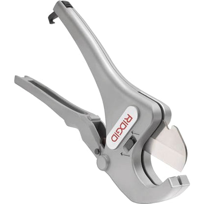 RIDGID 23498 Model RC-1625 Aluminum Ratchet Action 1/8" to 1-5/8" Plastic Pipe And Tubing Cutter, Silver, Small