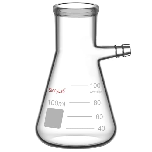 StonyLab Glass 100ml Heavy Wall Borosilicate Glass Filtering Flask, Bolt Neck with Tubulation, 100ml - size: 100 ml