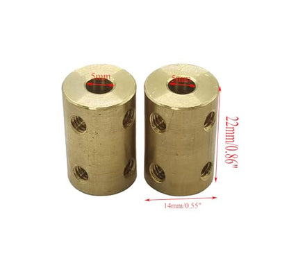 5Pcs 5mm to 5mm Brass Shaft Couplers,Bore Rigid Coupling Set with Screws and Wrench for 3D Printer DIY Encoder Car Model Shaft RC Robot - size: 5mm to 5mm