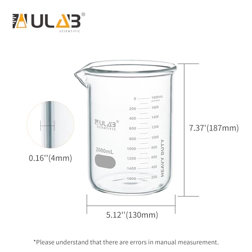 ULAB Scientific Glass Beakers, Vol. 400ml, 3.3 Borosilicate Griffin Low Form with Printed Graduation, Pack of 3, UBG1035 - style: Vol.400ml, Pack of 3