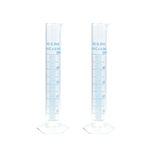 Geesatis 2 Pcs Plastic Graduated Measuring Cylinder 50ml, Lab Supplies - size: 50ml, style: 2Pcs