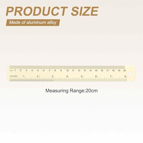HARFINGTON 2pcs Metal Straight Ruler 20cm Metric SAE Aluminum Alloy Measuring Rulers Scale Tool with Hole for Measure Study Reading Classroom Office, White - color: White, size: 20cm