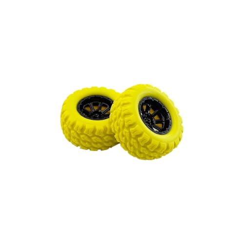 10PCS Toy Wheel Model Car Rubber Tire Wheel with 5PCS Shaft Round Rod Axles for RC Car Truck Robot DIY Model Building Parts (2x33mm Yellow) - style: 2x33mm Yellow