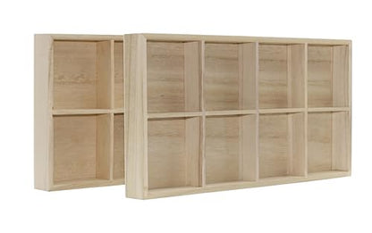 8 Section Wooden Trays – 14" × 7" Rectangular Organizers with 8 Compartments for Crafts, Drawer Tidying, Snacks, and Display | 2 Pack - size: 8 Section