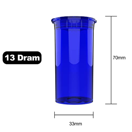 Dragon Chewer 13 Dram CR Plastic Packaging Pop Top Containers - Child Resistant Travel Holder Vial Bottles - 315 qty (Translucent Blue) - color: Translucent Blue