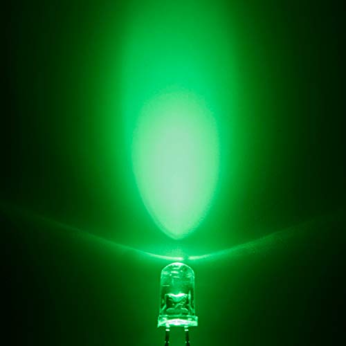CHANZON 100 pcs 5mm Green LED Diode Lights(DC 3V 20mA) - color: D) Green, size: 5mm Round Top