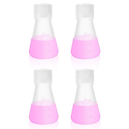 4pcs 50ml Plastic Erlenmeyer Flasks with Screw Cap, LVAH002 - style: 4pcs of Vol.50ml