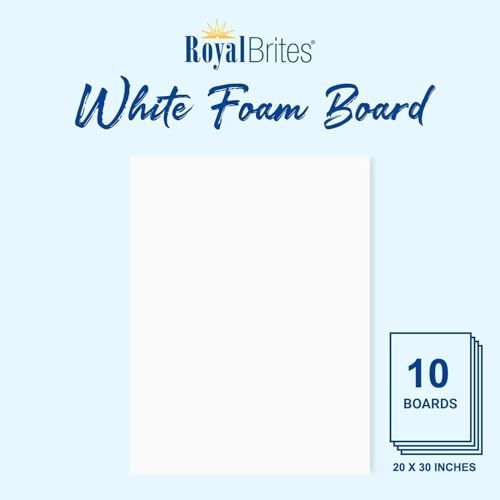 Royal Brites White Foam Board Sheets - 20 x 30 Inches - Pack of 10 - Ideal for Crafting, Presentations & School Projects - Durable & Lightweight - Easy Cut Display Boards for Home & Office Use - color: White, size: 20” x 30”, 10 Sheets