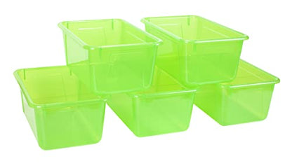 Storex Small Cubby Bin, 12.2 x 7.8 x 5.1 Inches, Candy Green, 5-Pack (62477U05C) - color: Tint Green, style: Bin Only